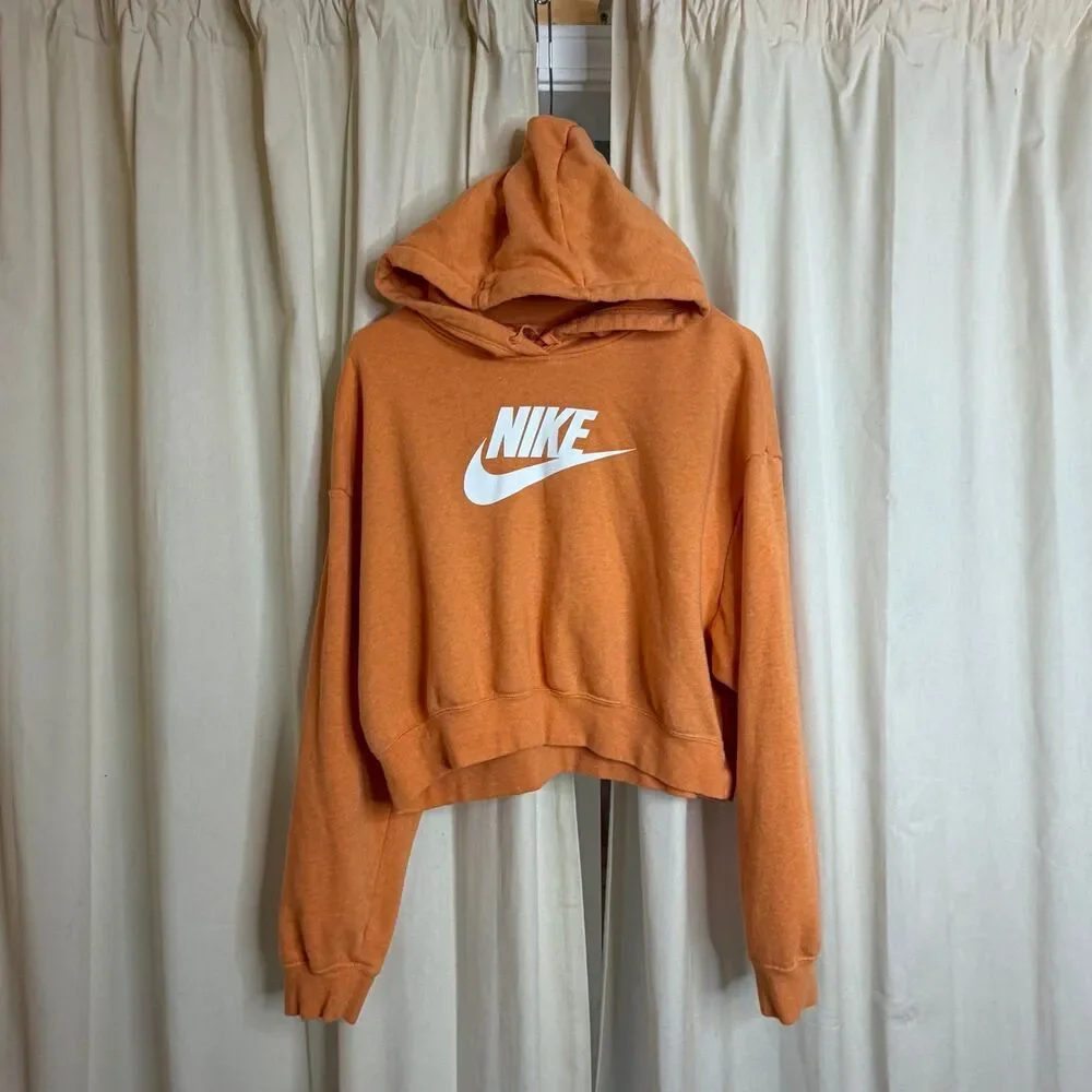 Nike Sweatshirt Women’s Medium Orange Cropped Long Sleeve Hoodie